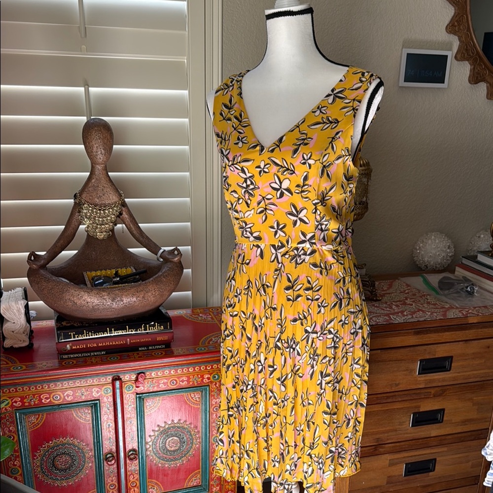 Banana Republic Yellow Floral Midi Dress
